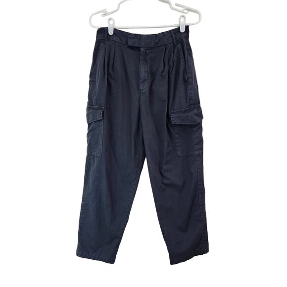 Gap Cotton High Rise Pleated Cargo Pants Trouser Black Size 6 Short Petite - Picture 1 of 12